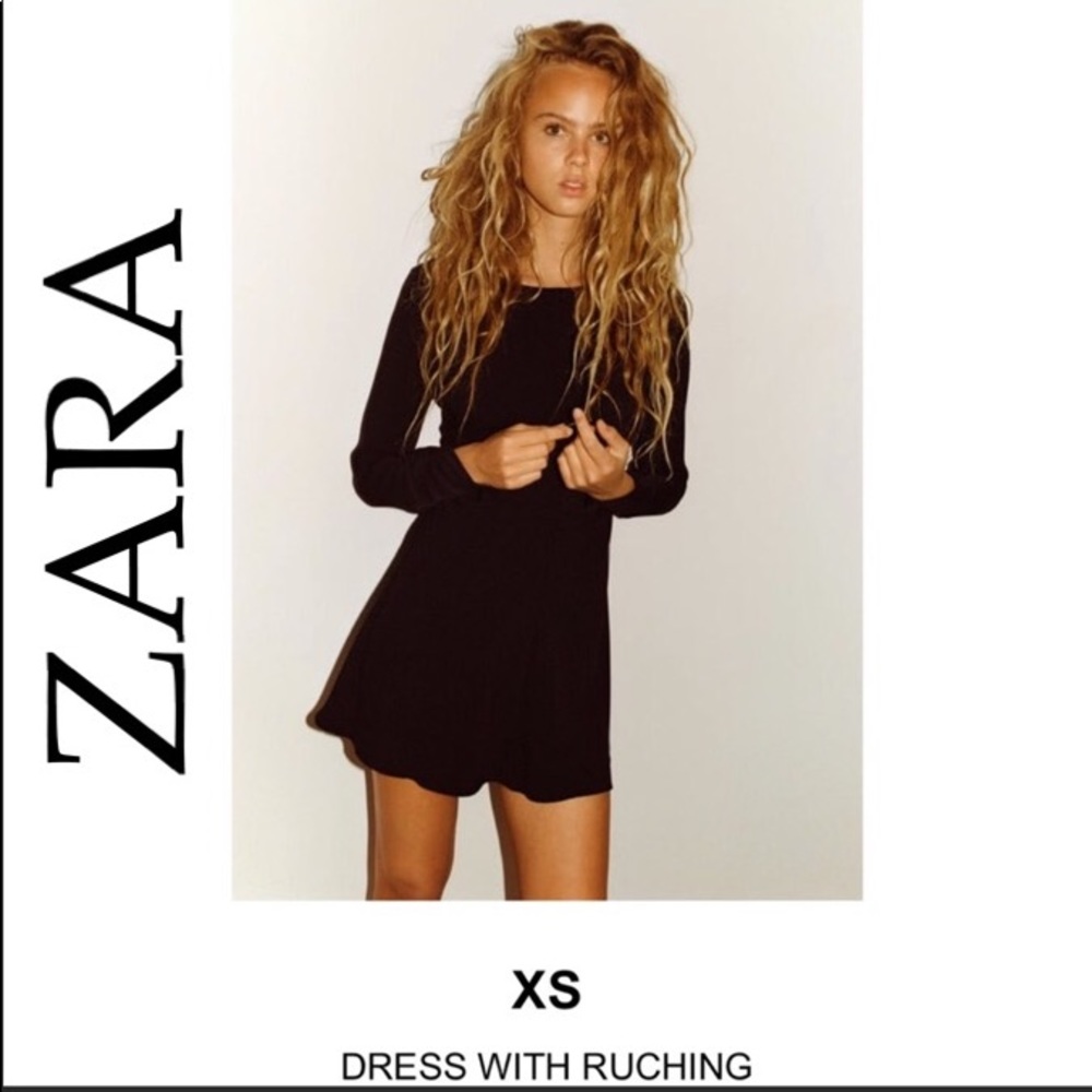 NEW Zara Gathered Dress. Size XS Black